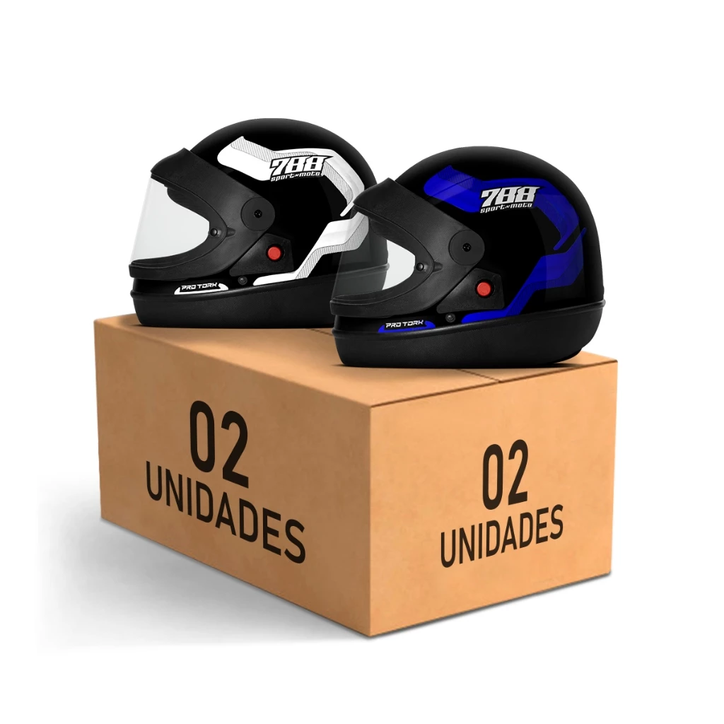 Kit Capacete Moto Masculino e Feminino Integral Pro Tork Sport Moto 788 Viseira Automática Branco
